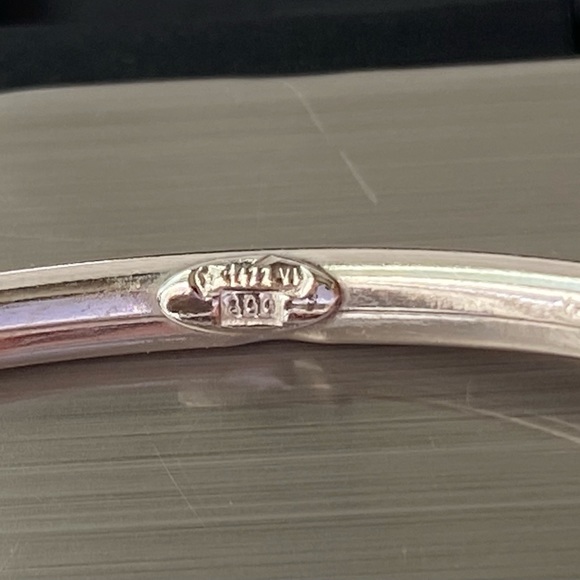 Venetian Artisan Glass Black Swirl 800 Silver Bypass Bracelet Italy - Picture 5 of 14